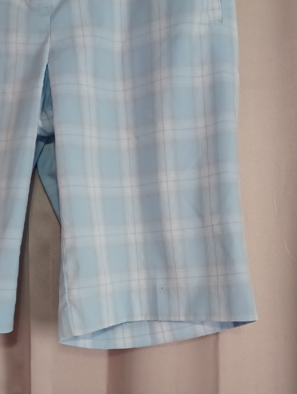 Izod Cool FX Blue White Plaid Golf Bermuda Shorts High Rise Pockets Lightweight - Picture 7 of 14
